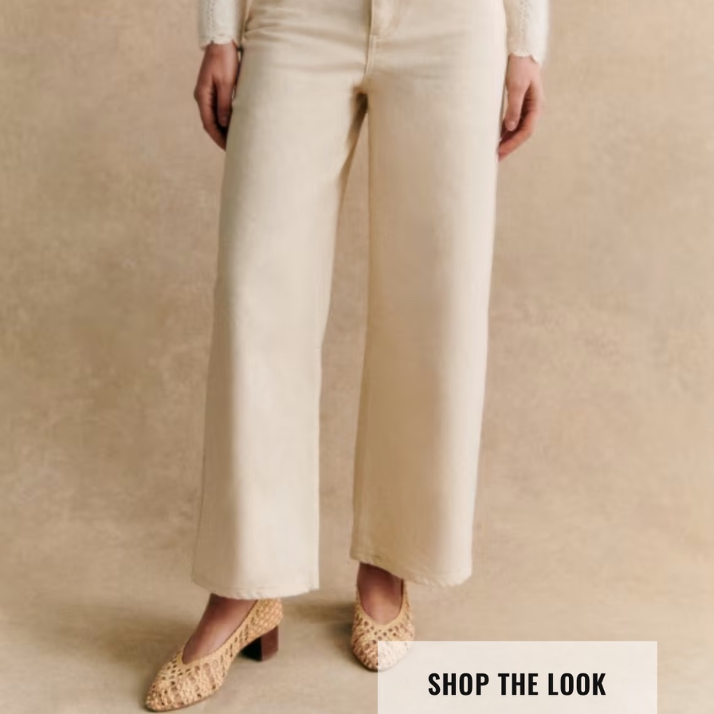 Sezane Le Crop Mottled Ecru - Size 4